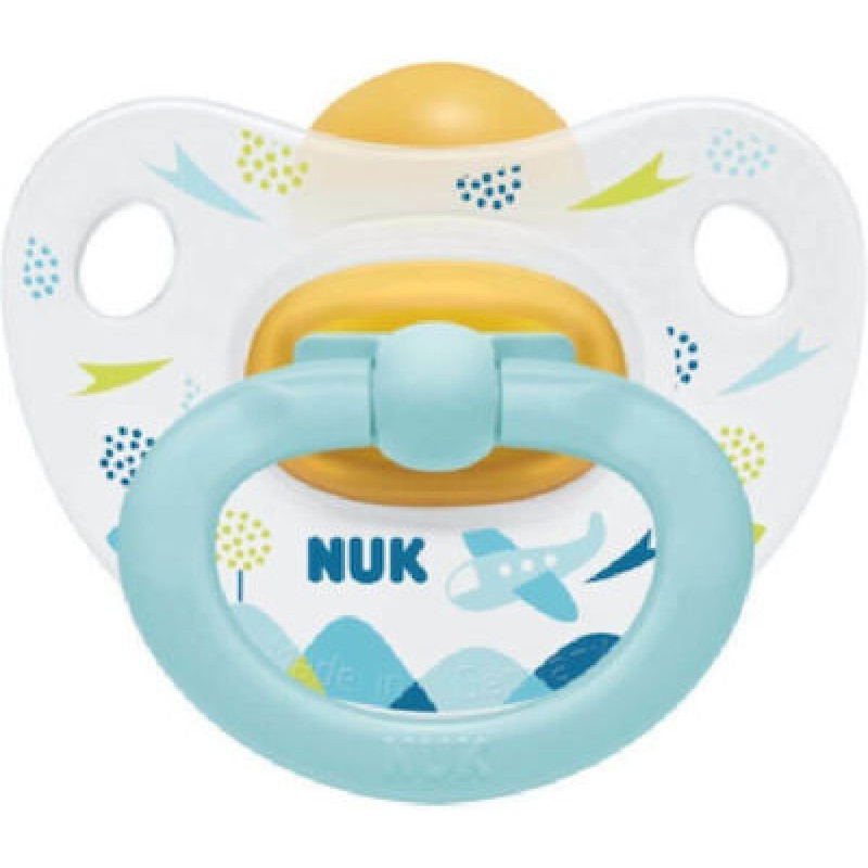 Nuk Ορθοδοντική Πιπίλα Καουτσούκ για 6-18 μηνών Happy Kids με Θήκη Airplane Ciel