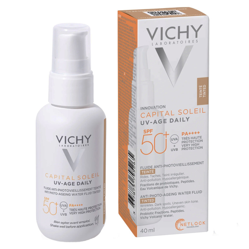 Vichy Capital Soleil UV-Age Daily Tinted Light SPF50+ Λεπτόρρευστο Αντιηλιακό Προσώπου με Χρώμα, 40ml