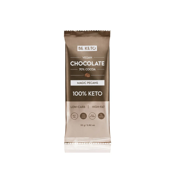 BeKeto Vegan Chocolate + MCT Oil – Magic Pecans 80g